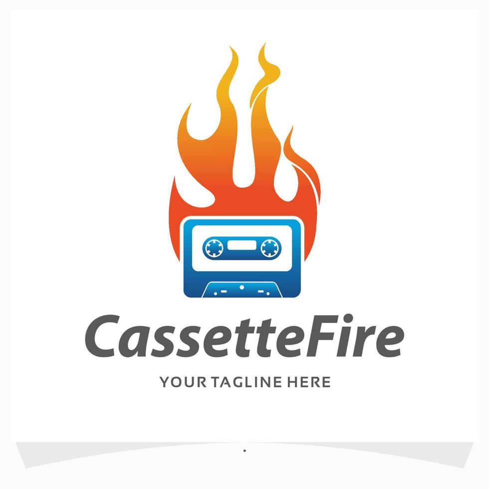 cassette fire logo design template vector