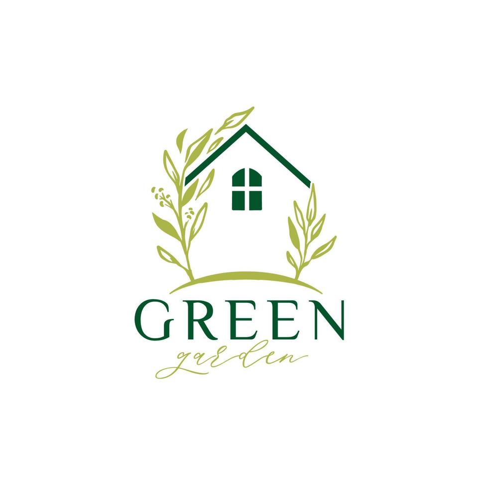 green garden logo design template inspiration vector