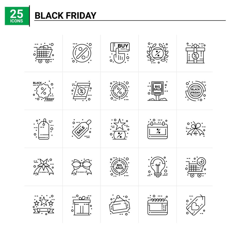 25 Black Friday icon set vector background