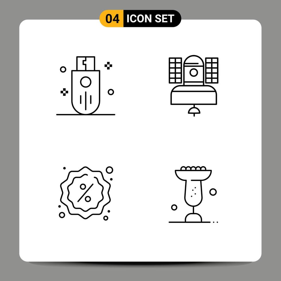 4 User Interface Line Pack of modern Signs and Symbols of devices telecommunication stick broadcast reduction Editable Vector Design Elements