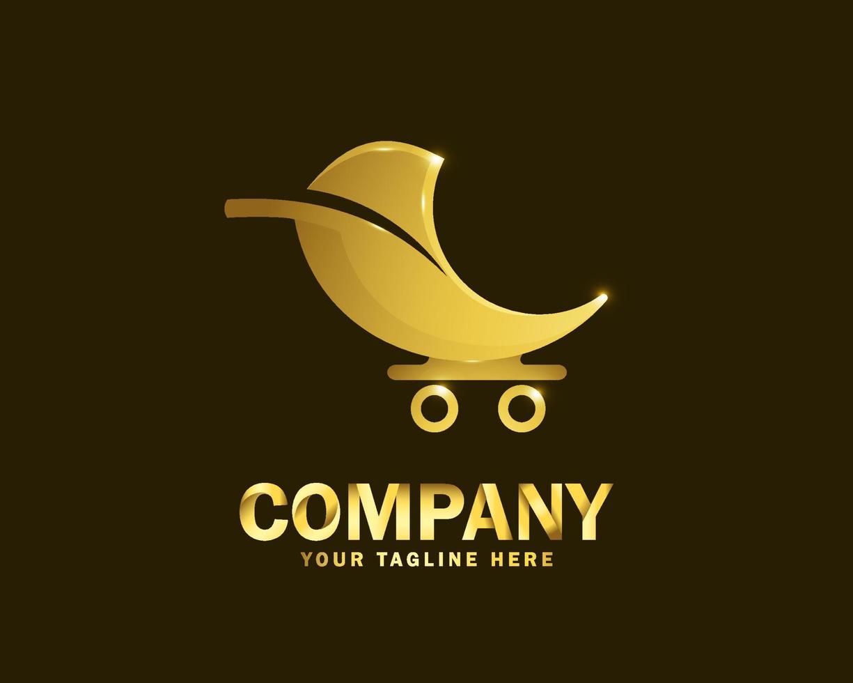 luxury gold nature shop logo design template vector