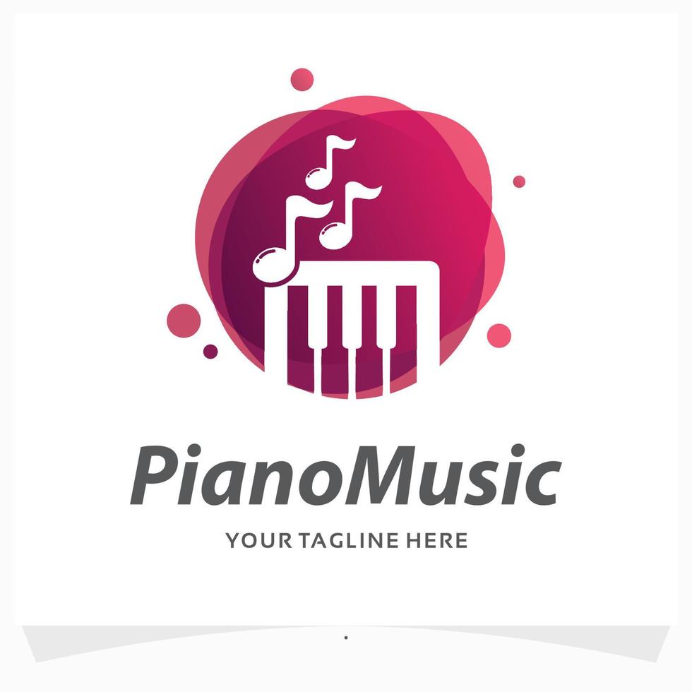 piano music logo design template vector