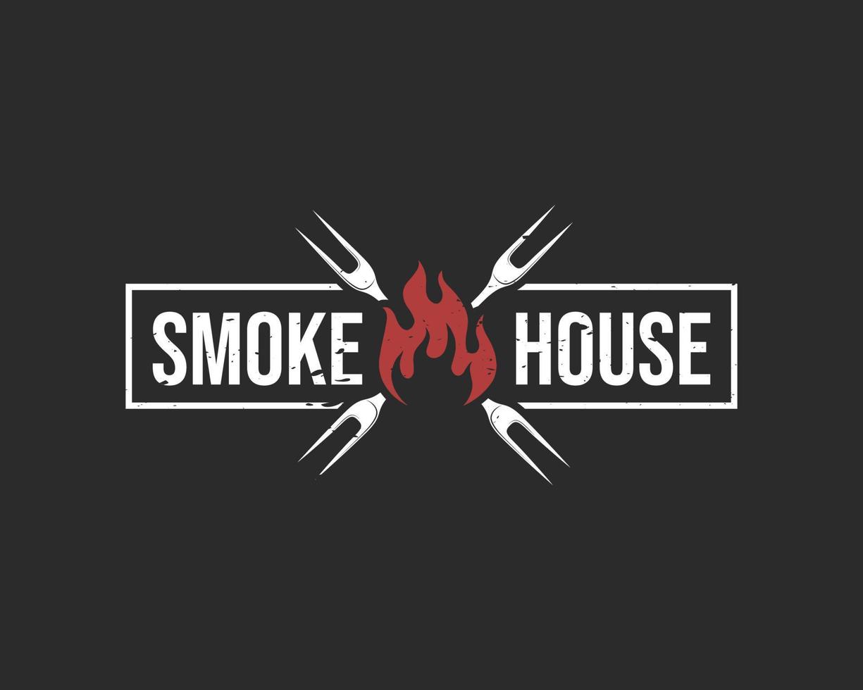 smokehouse logo design on black background vector