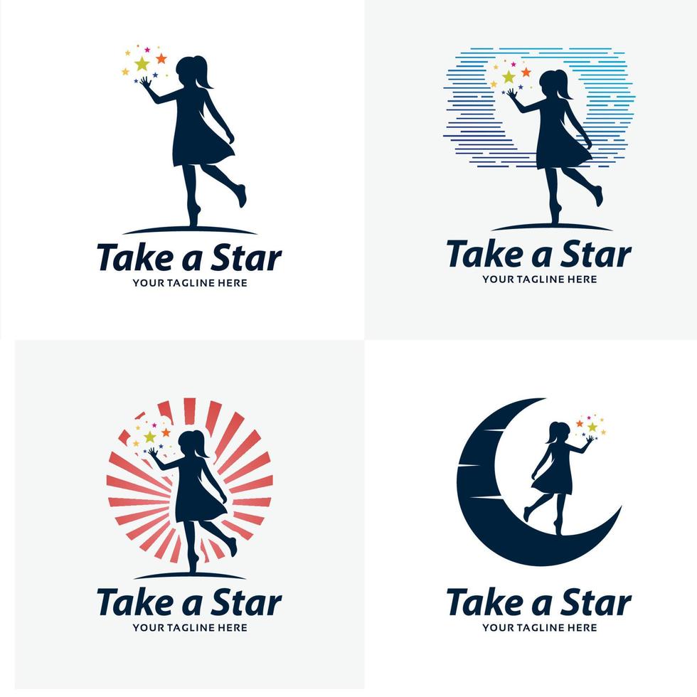 Set of Reach a Star Logo Design Templates vector