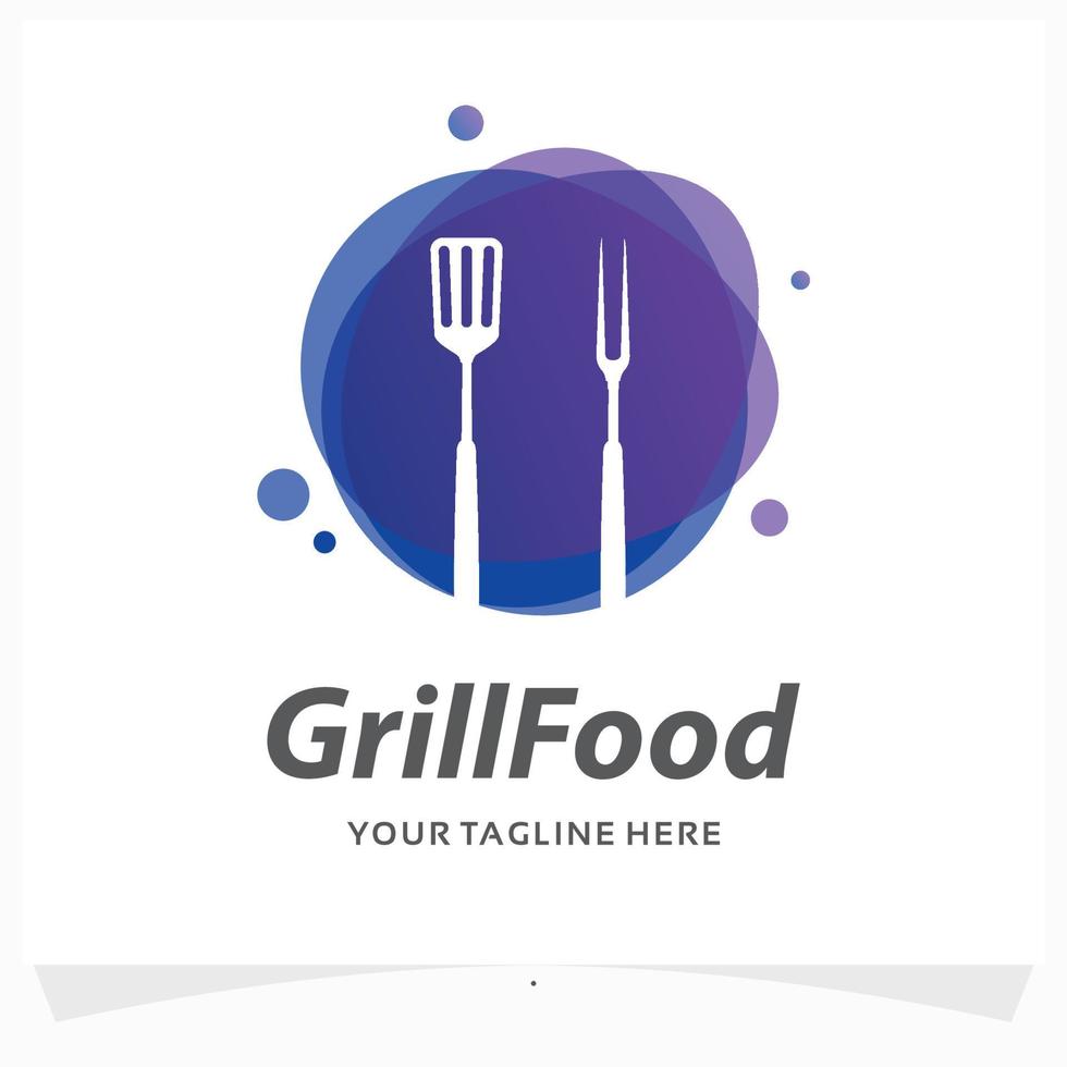 grill food logo design template vector