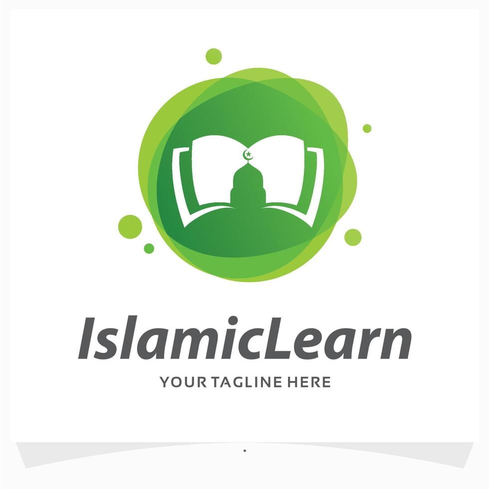 islamic learning logo design template vector