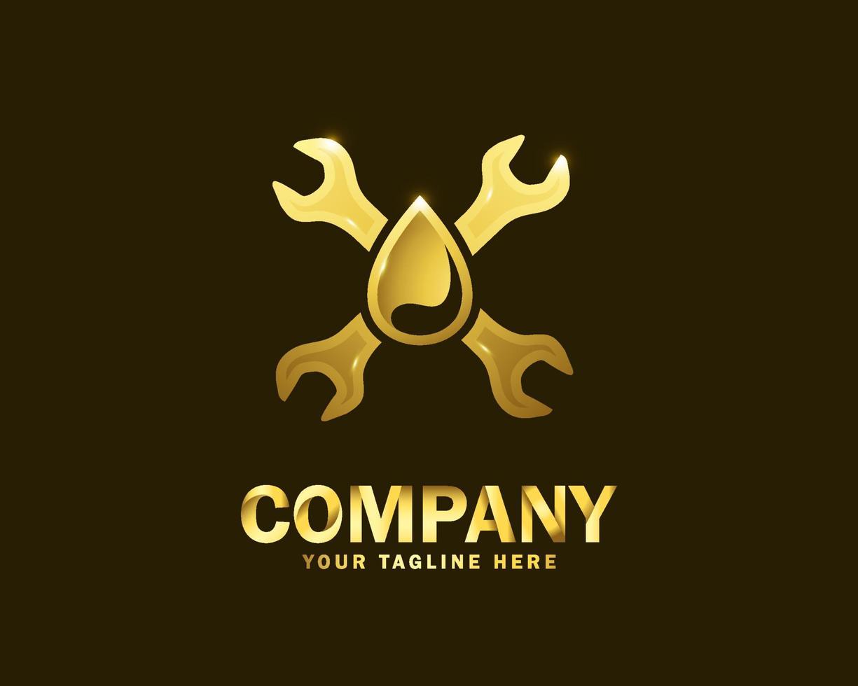 luxury gold drop repair logo design template vector