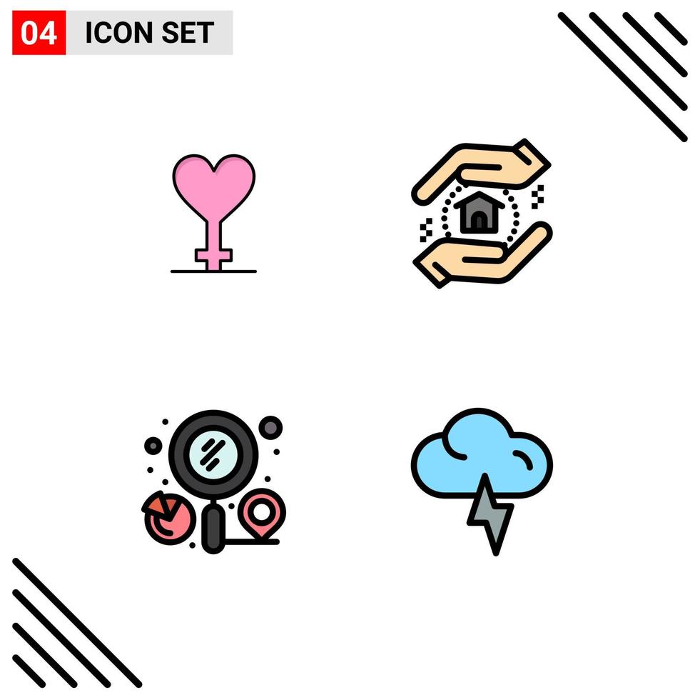 4 Creative Icons Modern Signs and Symbols of heart search appraisal finder cloud Editable Vector Design Elements