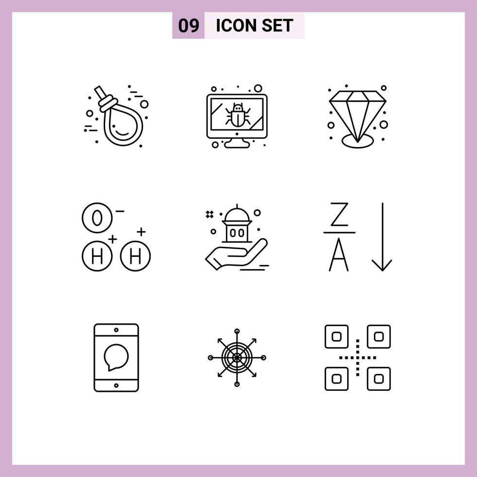 9 Universal Outlines Set for Web and Mobile Applications help mosque security space ho Editable Vector Design Elements