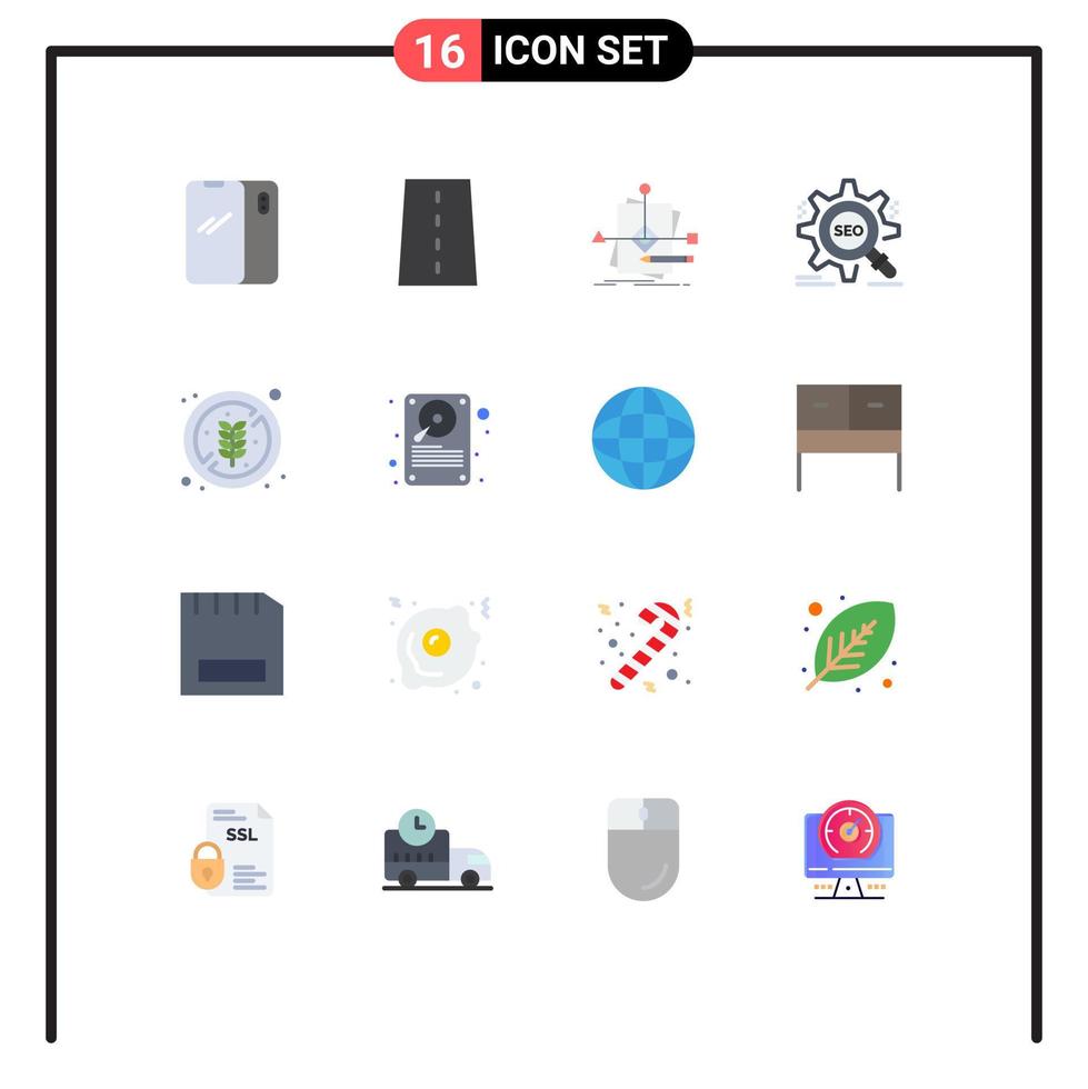 Group of 16 Flat Colors Signs and Symbols for target search path plan foretelling Editable Pack of Creative Vector Design Elements
