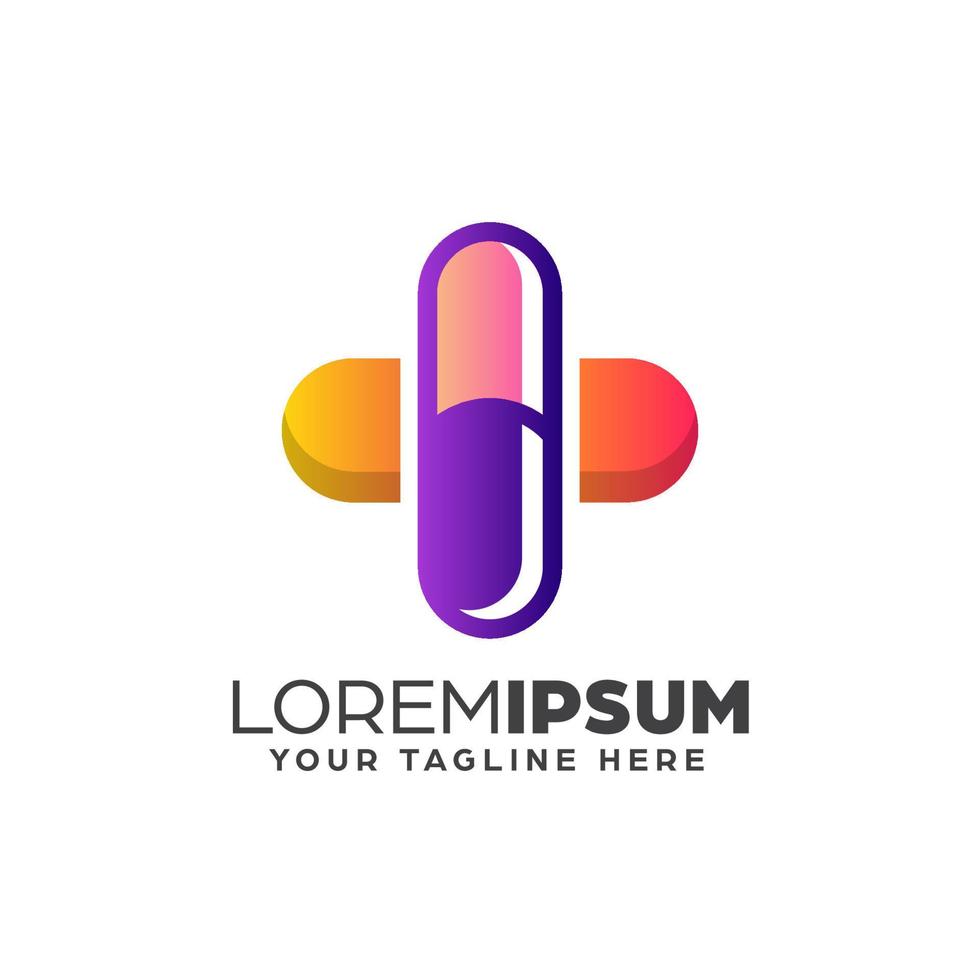 Gradient Abstract Capsule Medicine Logo Design Template vector