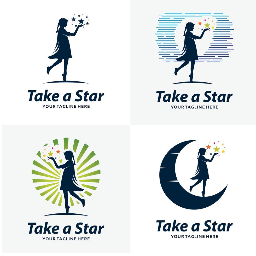 Set of Reach a Star Logo Design Templates vector