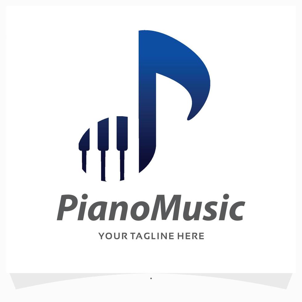 piano music logo design template vector