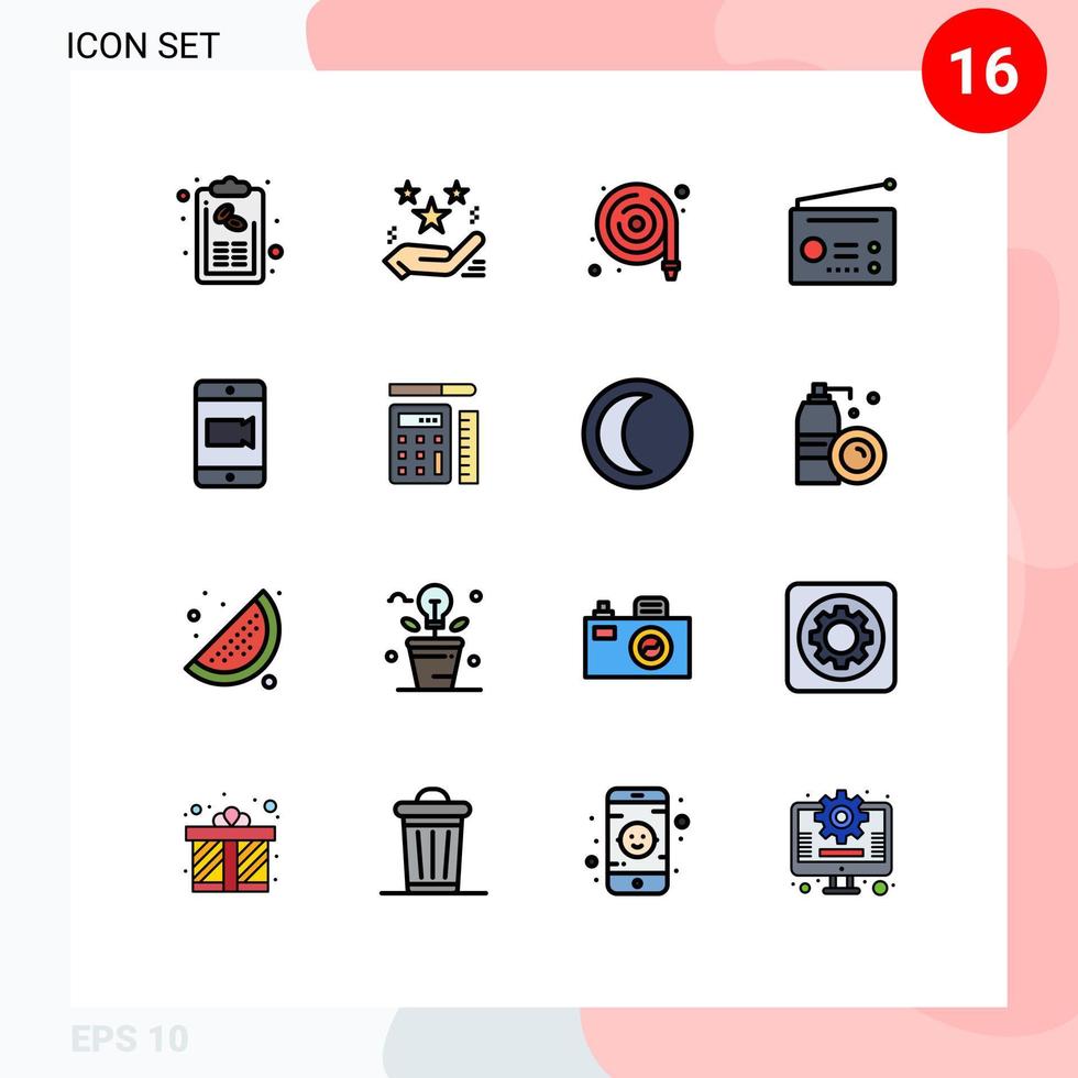 User Interface Pack of 16 Basic Flat Color Filled Lines of technology gadgets present devices water Editable Creative Vector Design Elements