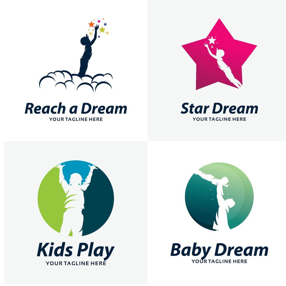 conjunto de plantillas de diseño de logotipos de sueños para niños vector