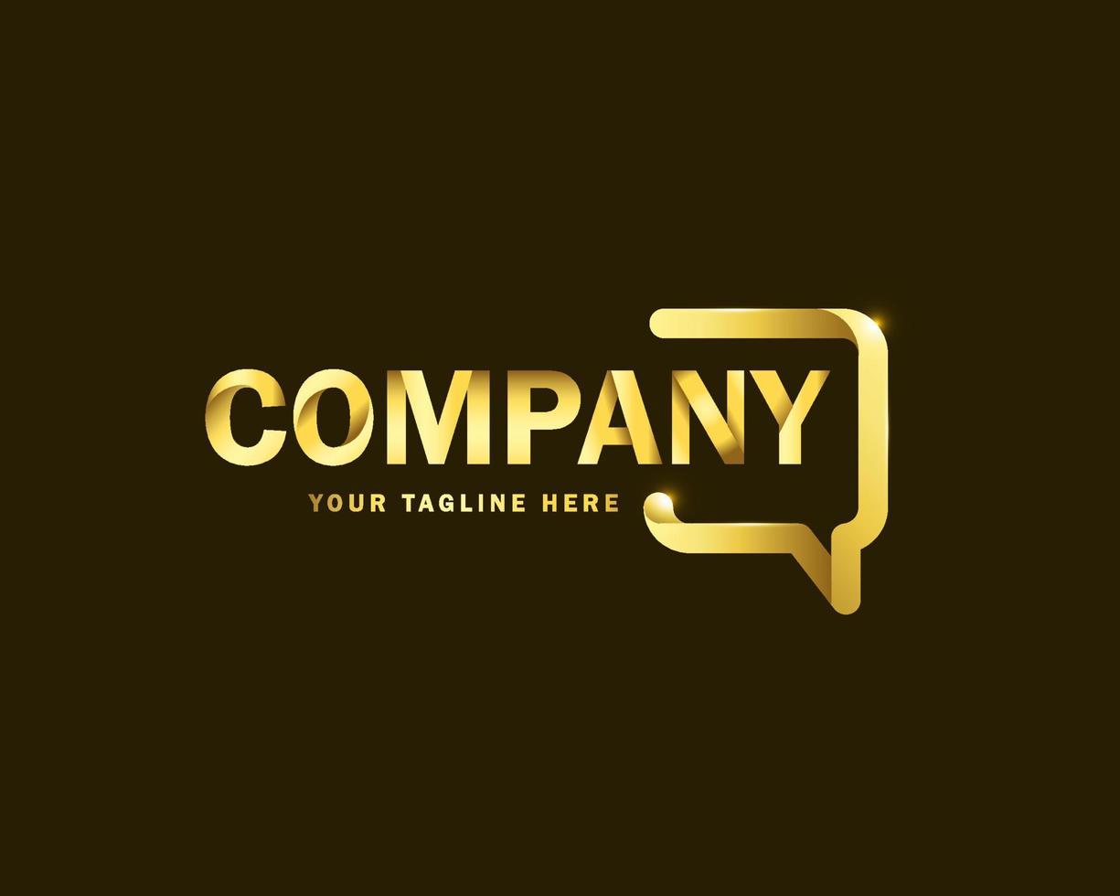 luxury gold chat forum logo design template vector