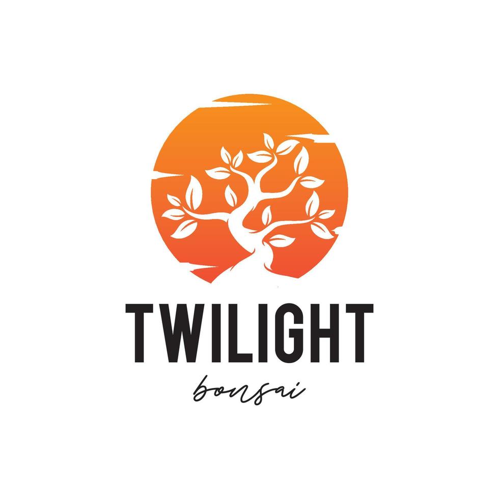 Twilight Bonsai Logo Design Template Inspiration vector