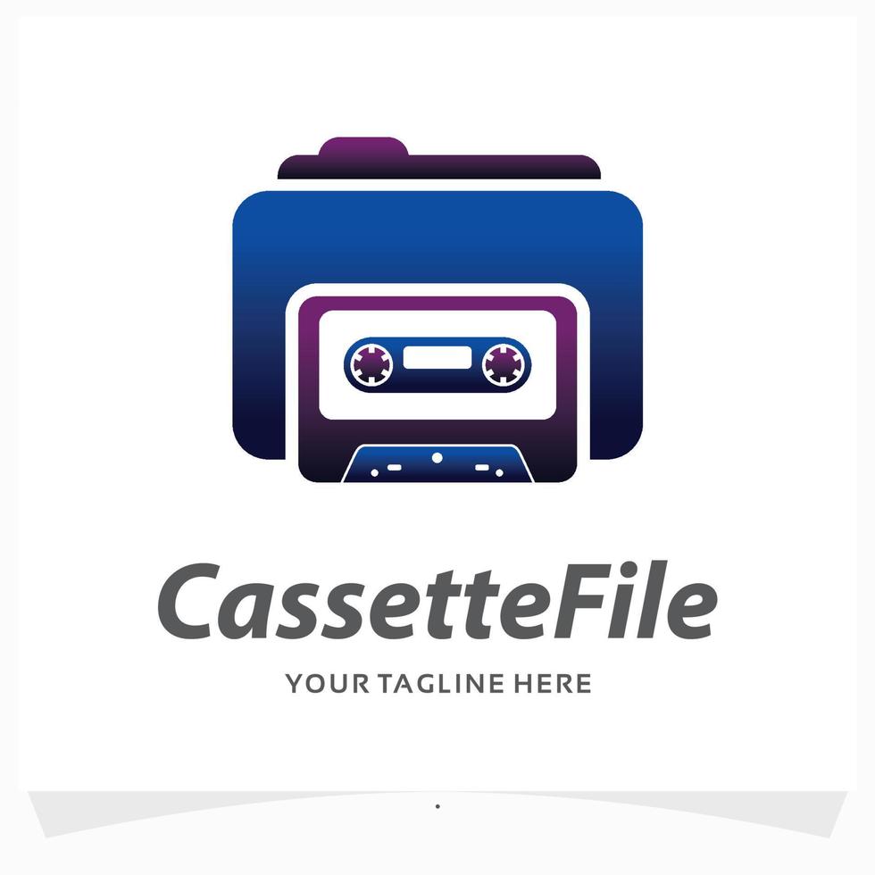 cassette file logo design template vector