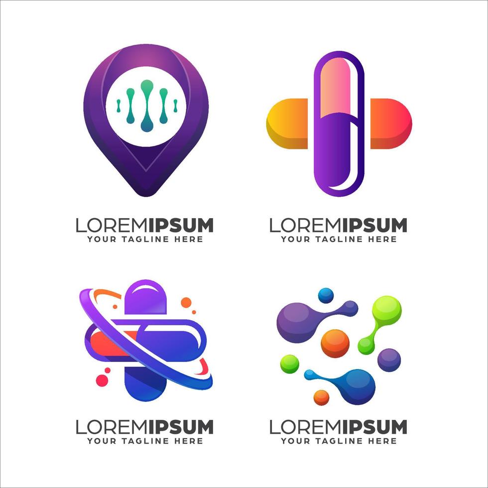 Collection of Abstract Gradient Dots and Capsule Logo Design Template vector