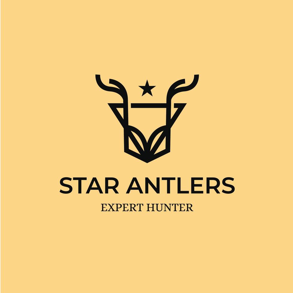 Star Antlers Logo Design Template Inspiration - Vector