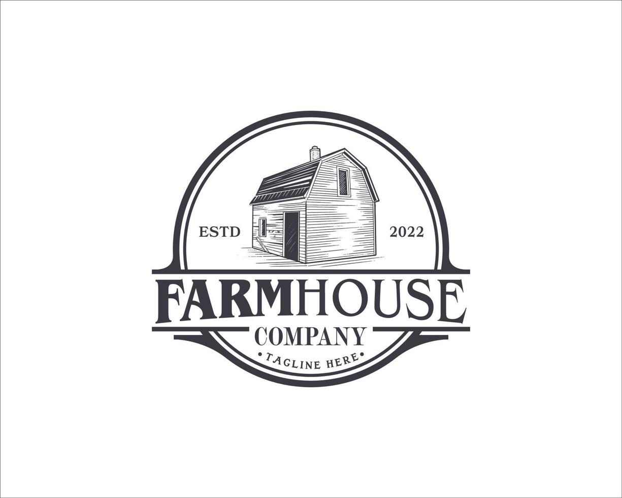 classic emblem farm house logo. retro barn logo design template vector
