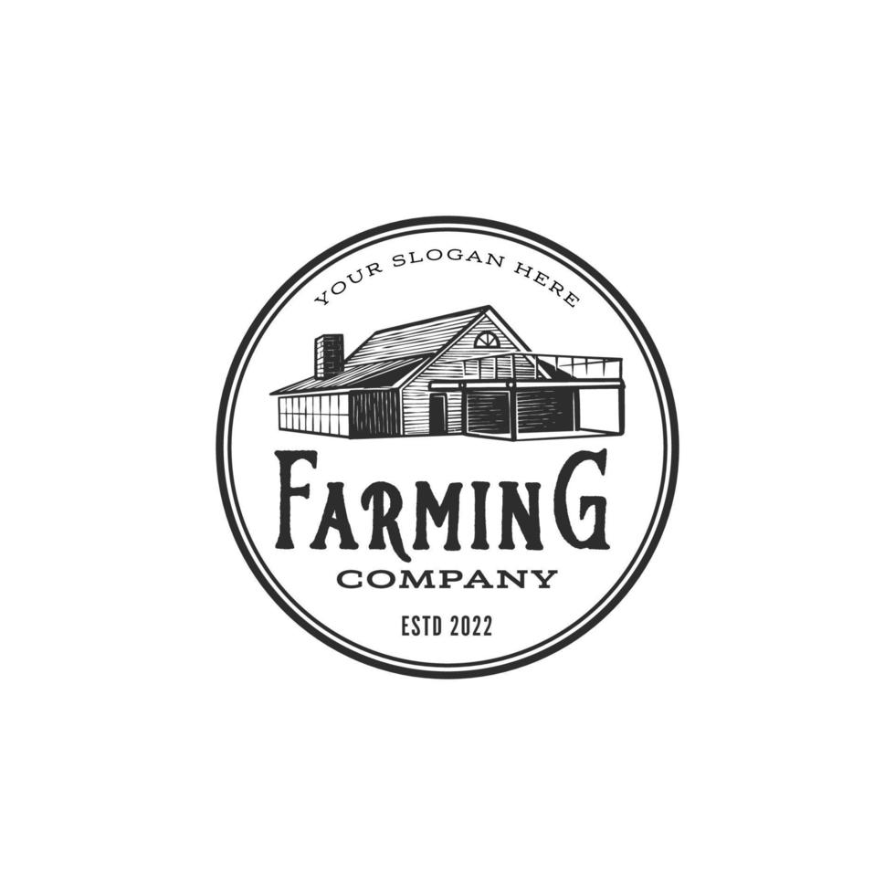 hand drawn farming logo design template inspiration vector