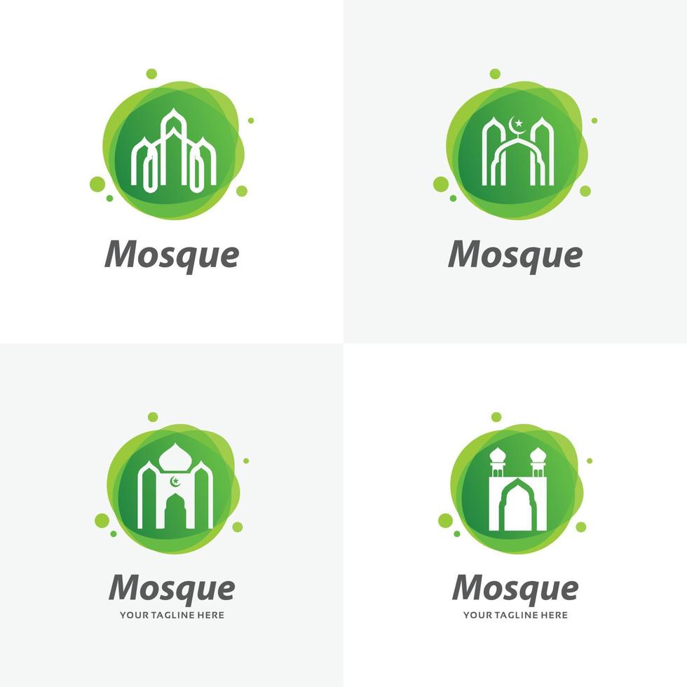 Set of Islamic Mosque Logo Design Templates vector