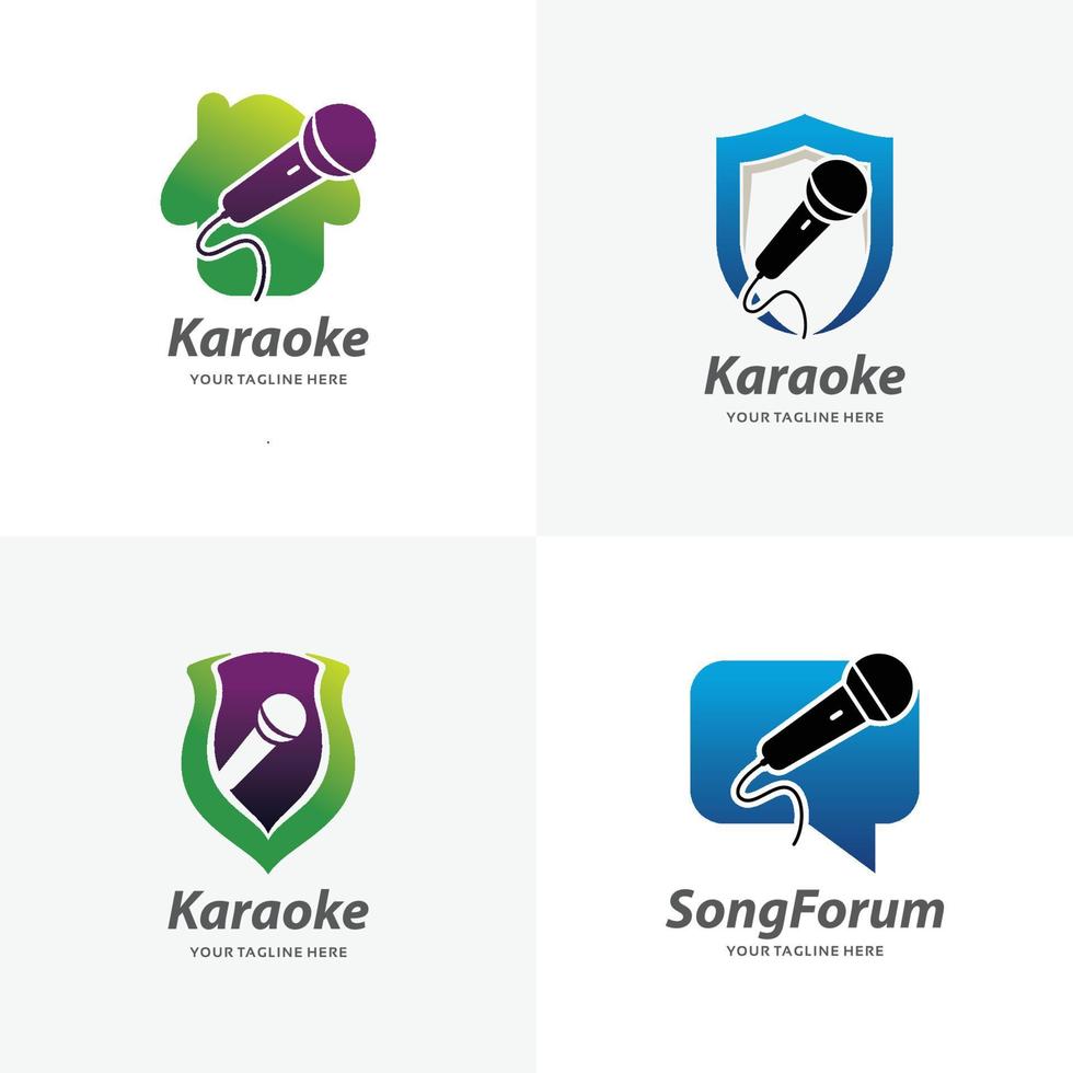 Set of Microphone Logo Design Templates vector