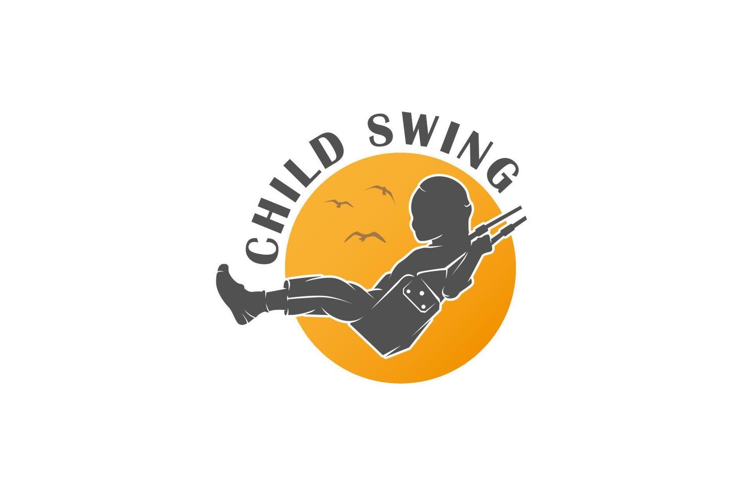 Child Swing in Evening Logo Design Template vector