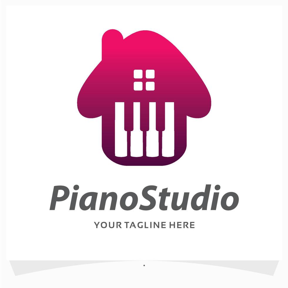 piano studio logo design template vector