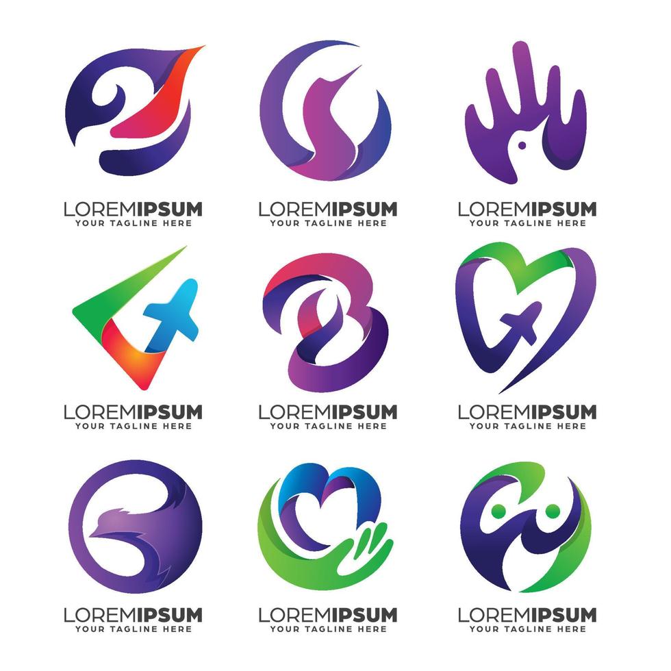 Collection of Gradient Abstract Logo Design Template Set vector