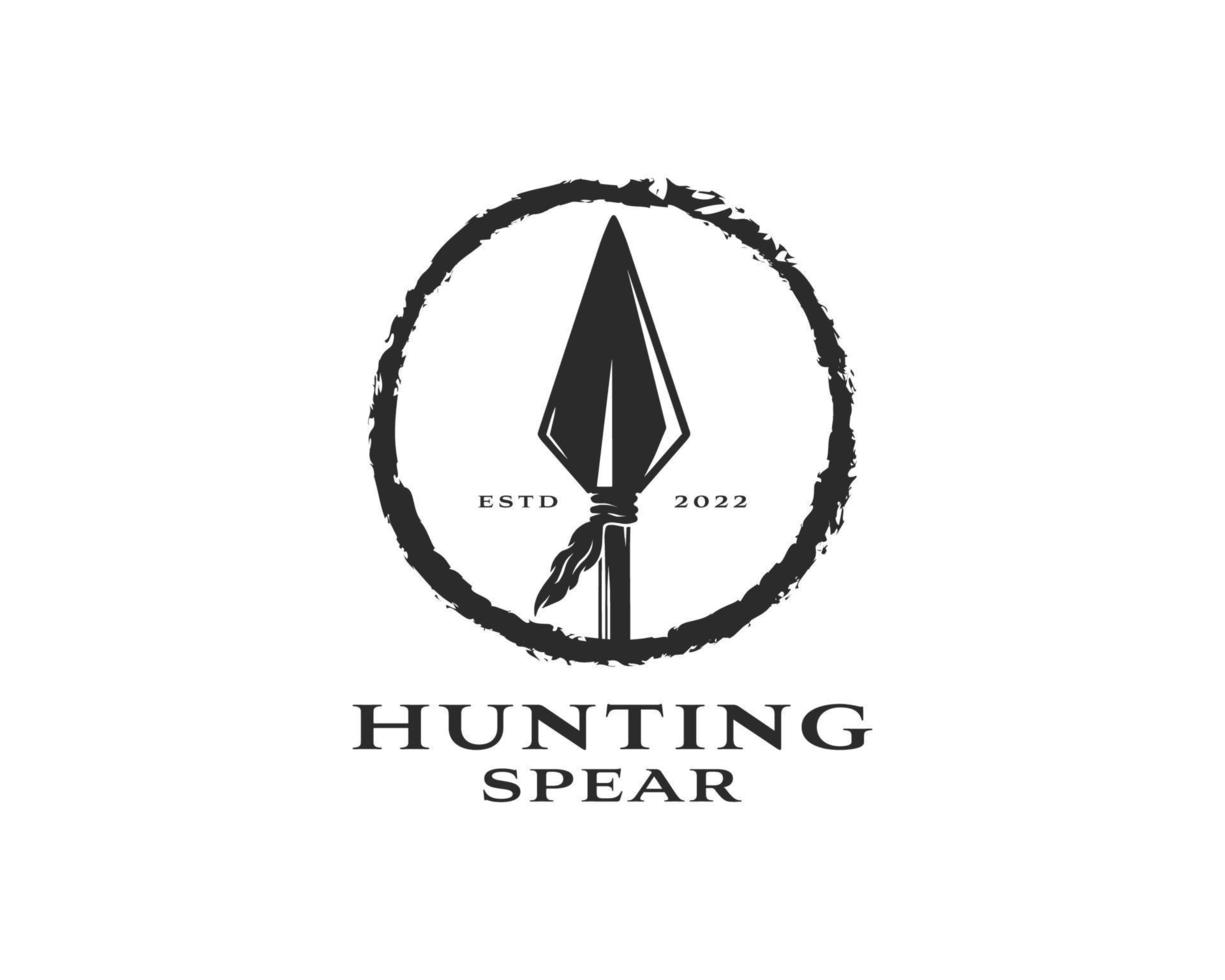 Vintage Rustic Hipster Arrowhead Spear Hunting Logo Design vector