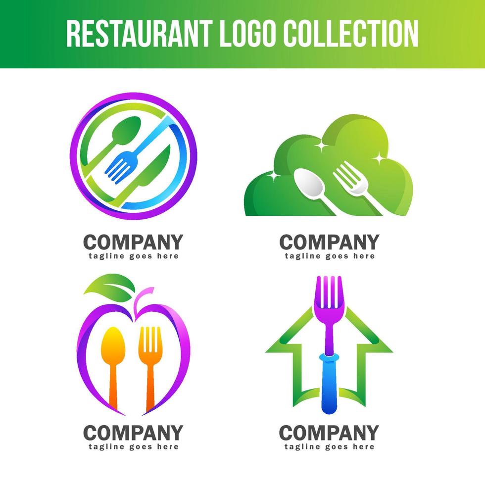 colección de logotipo de cuchara y tenedor, plantilla de logotipo de restaurante vector