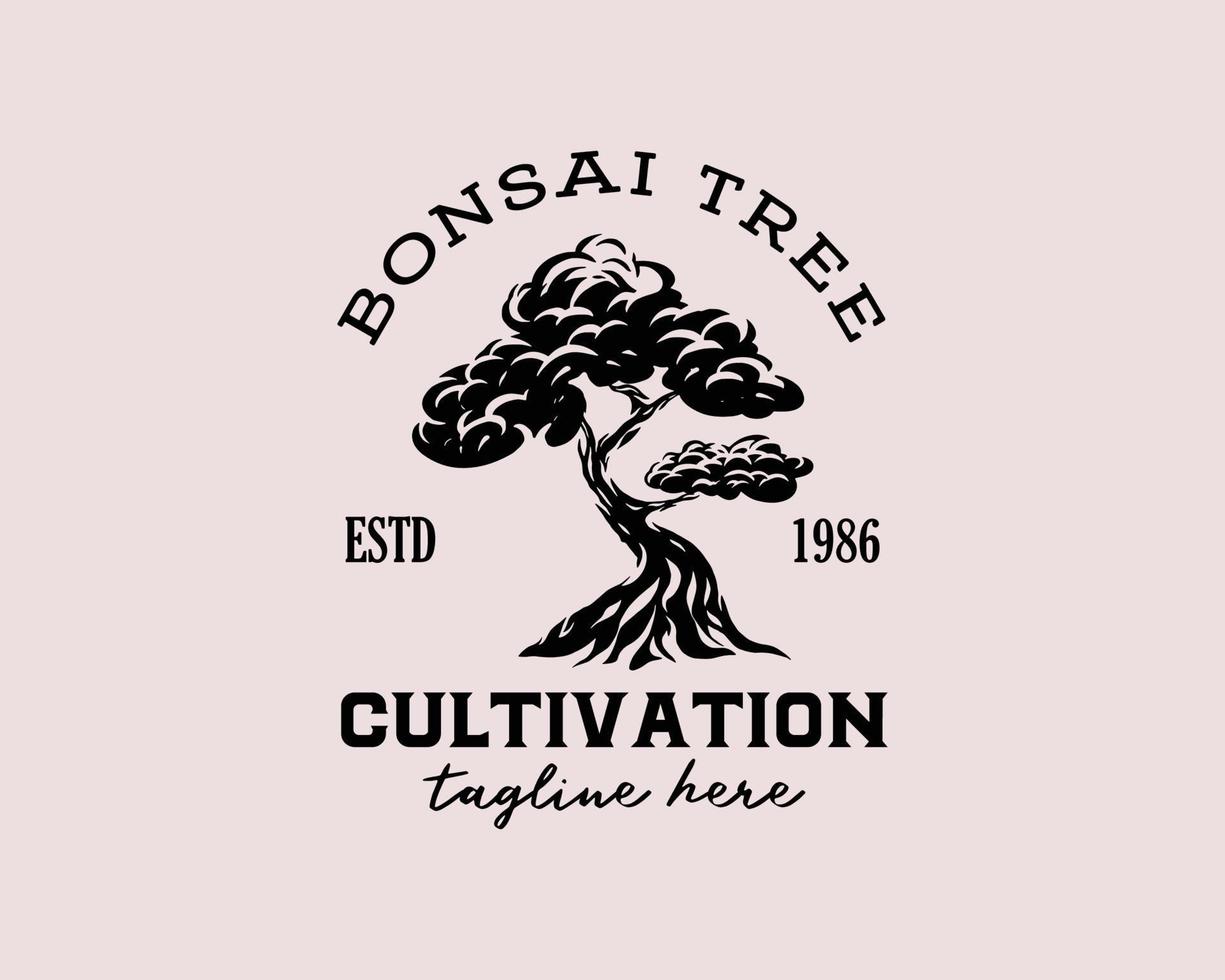 plantilla de diseño de logotipo de cultivo de árboles bonsai vector