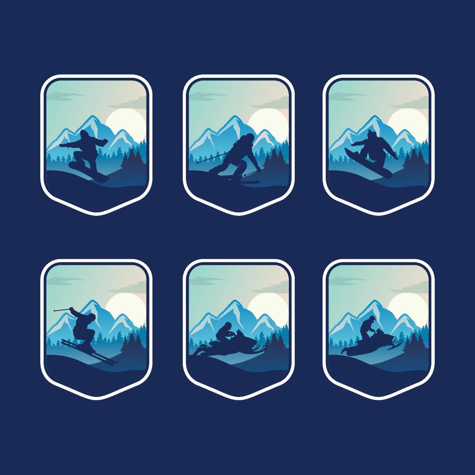 Set of Winter Sport Logo Design Template vector