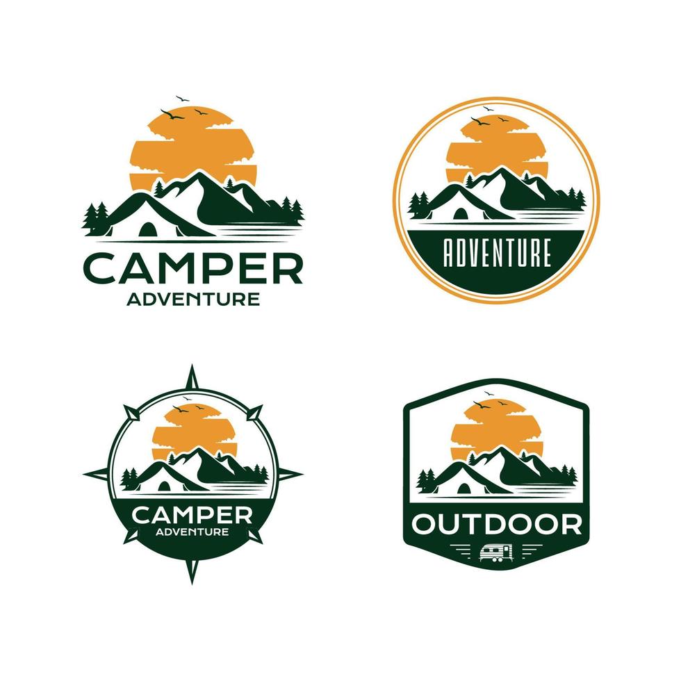 inspiración de plantilla de diseño de logotipo de campista de aventura al aire libre vector