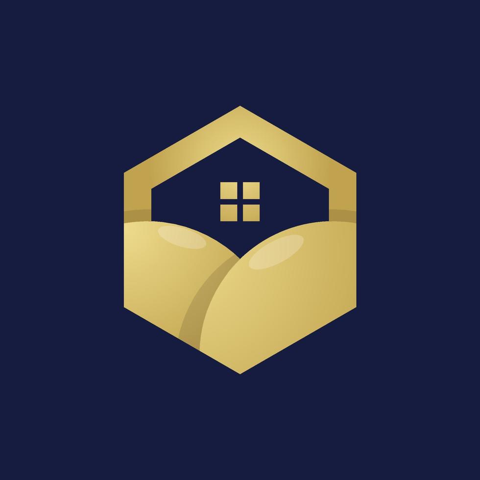 Luxury Hexagon Real Estate Logo Design Template vector