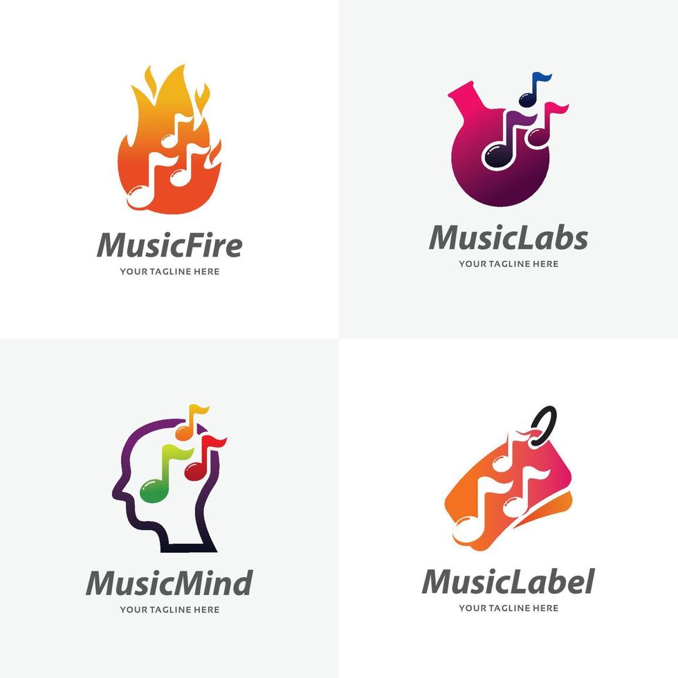 conjunto de plantillas de diseño de logotipo de nota musical vector