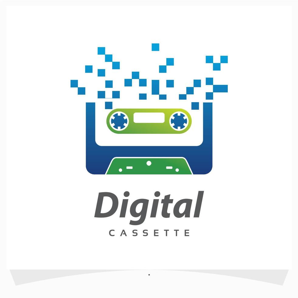 digital cassette logo design template vector