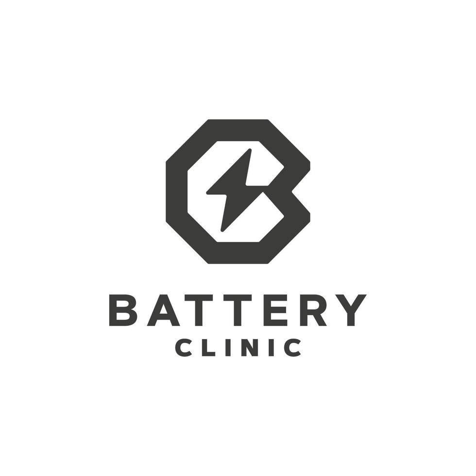 plantilla de diseño de logotipo de clínica de batería moderna vector