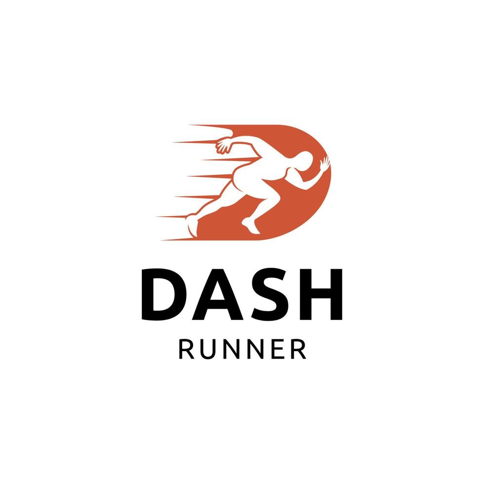 letter D dash runner logo design template inspiration vector