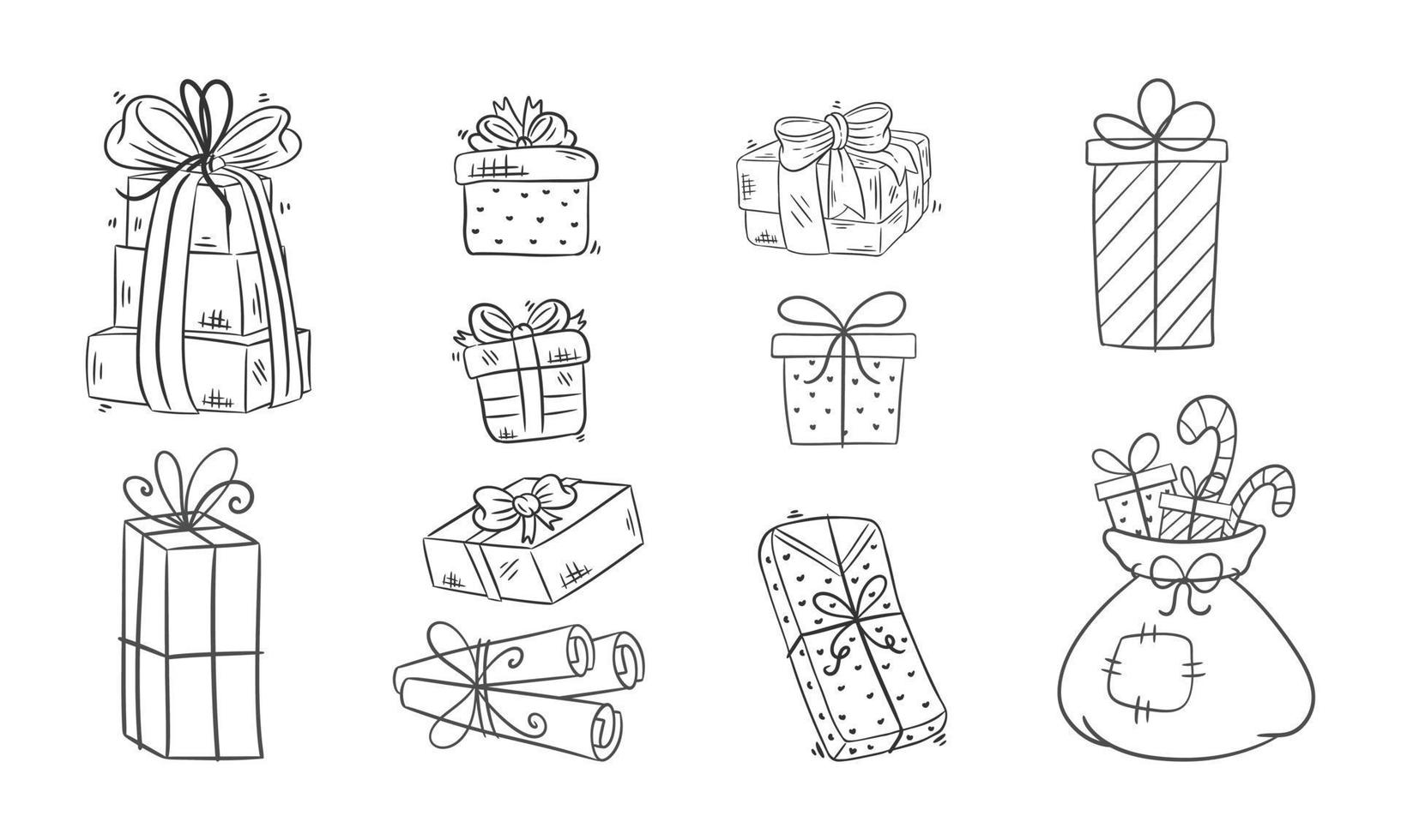 Gift box for Christmas hand drawn coloring vector