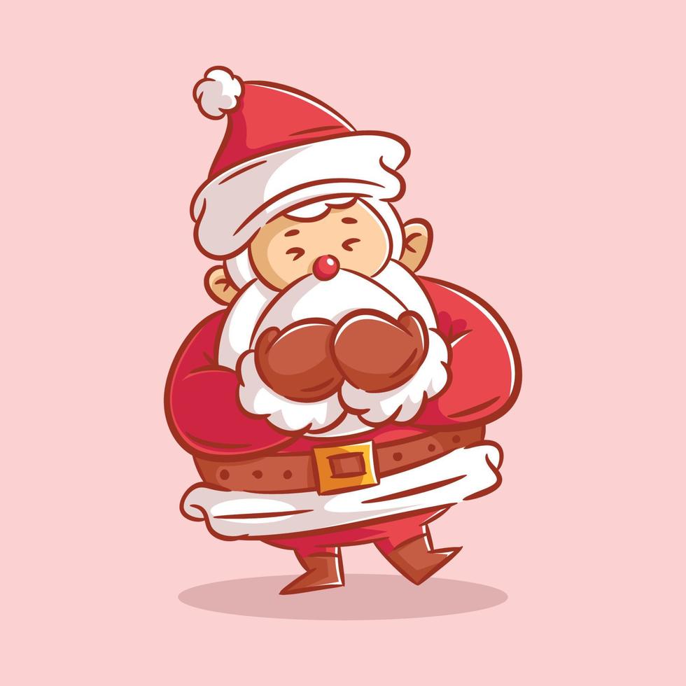 personaje divertido de santa claus posa riendo vector