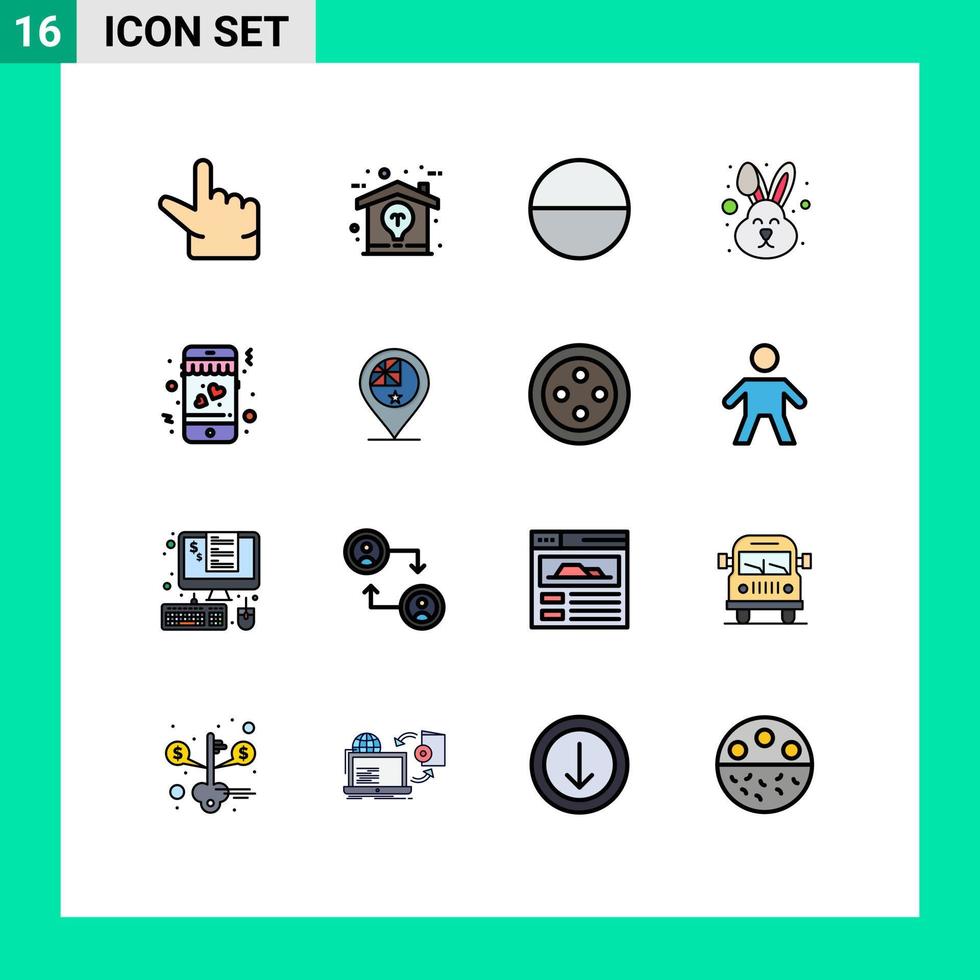 16 User Interface Flat Color Filled Line Pack of modern Signs and Symbols of flag australia animal mobile dating Editable Creative Vector Design Elements