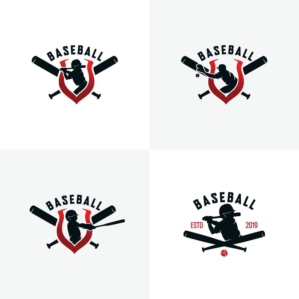 conjunto de plantillas de diseño de logotipo de béisbol vector