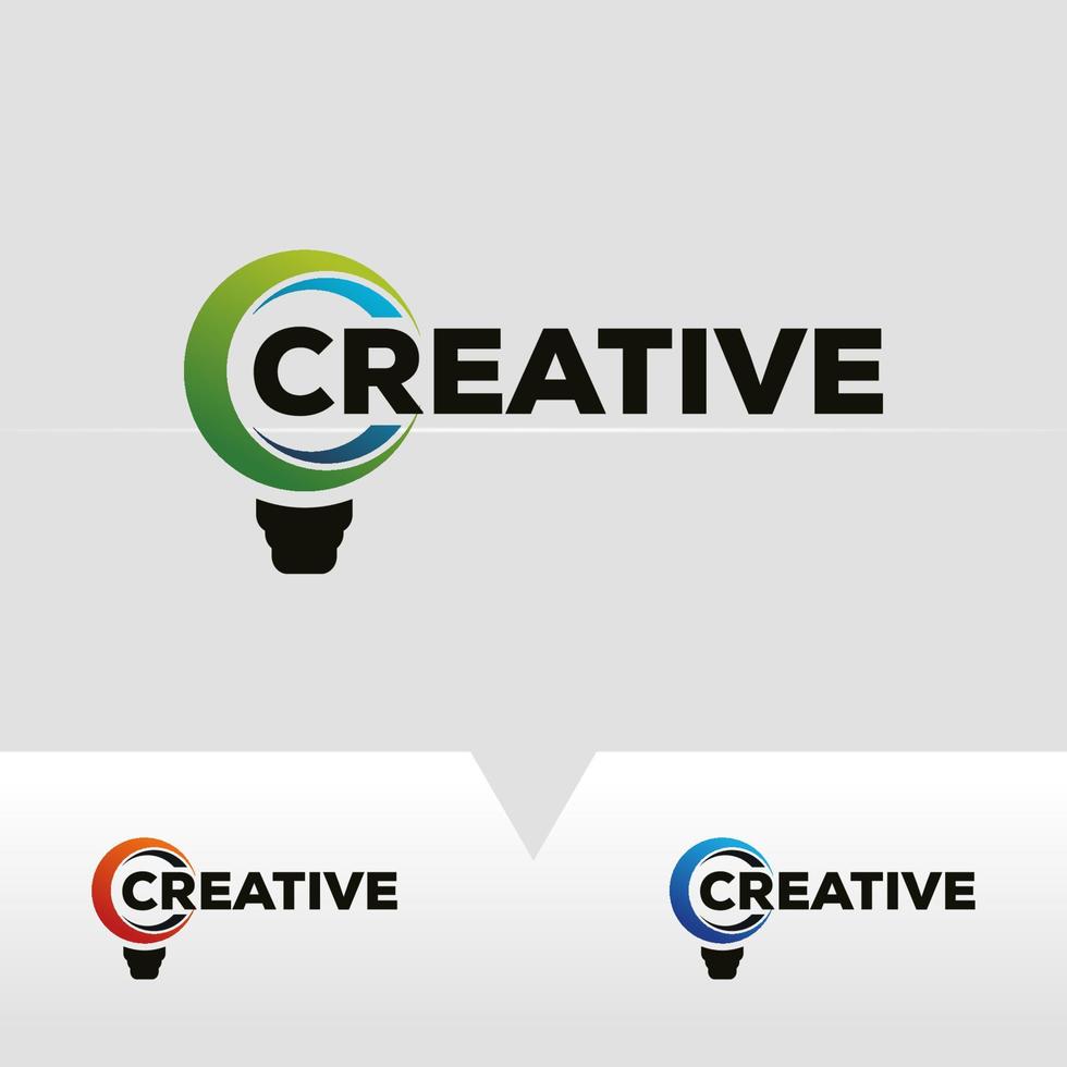 creative bulb lamp logo design template vector