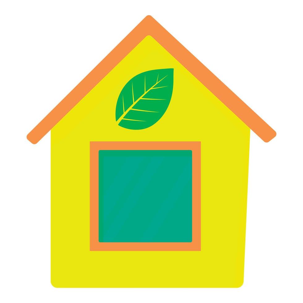 Eco house icon, cartoon style vector