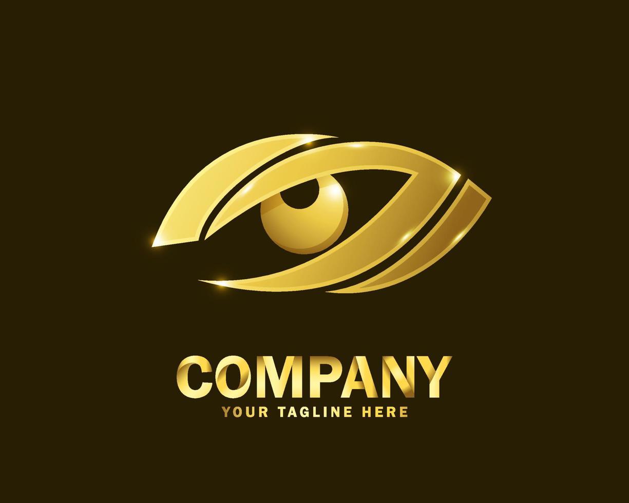 plantilla de diseño de logotipo de visión de ojo de oro de lujo vector