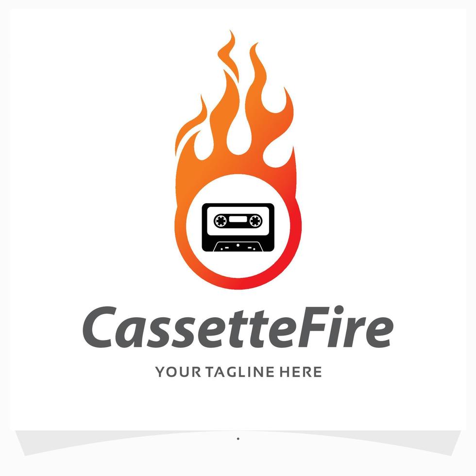 cassette fire logo design template vector