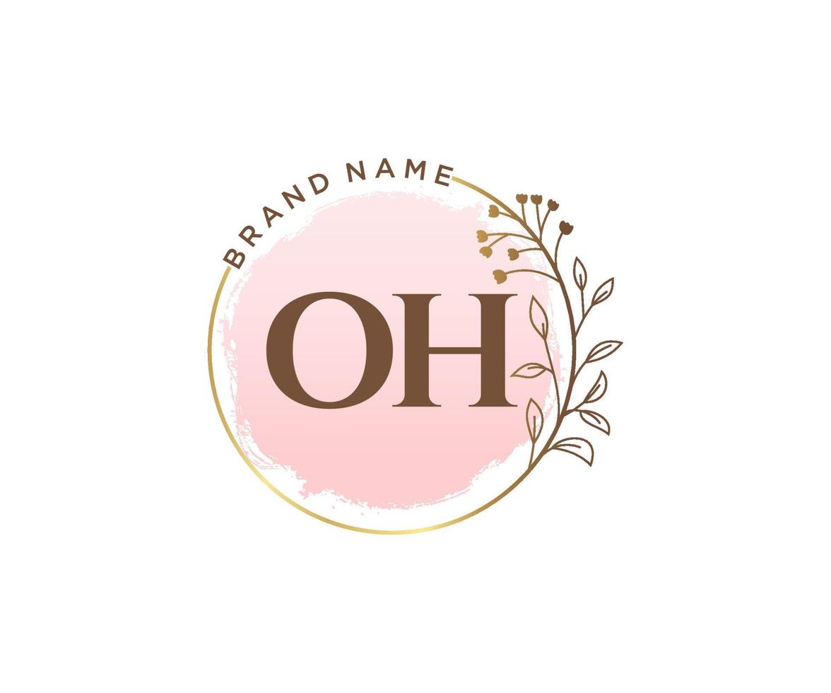 Initial OH feminine logo. Usable for Nature, Salon, Spa, Cosmetic and Beauty Logos. Flat Vector Logo Design Template Element.